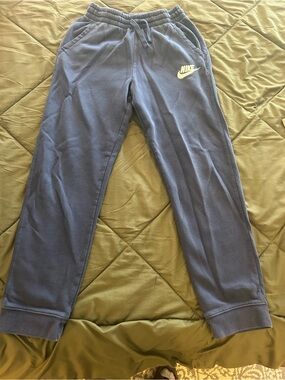 Nike Boys Navy Blue Fleece Joggers with White Logo